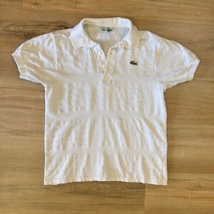Vintage 70s Chemise Lacoste White Polo With White Stripes Size S Made In France